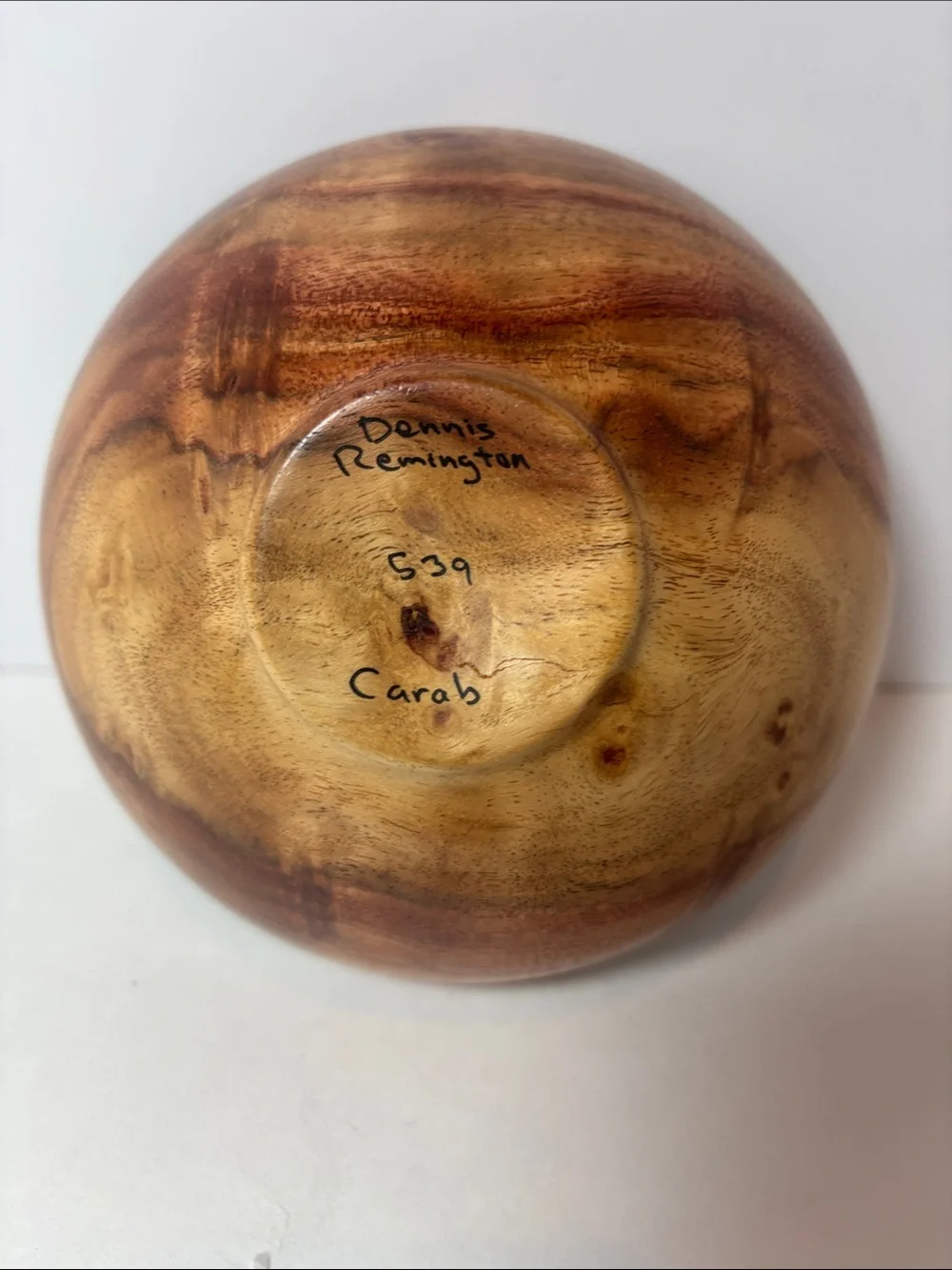 Dennis Remington crafted Natural Carab Wood Bowl